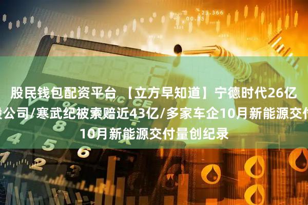 股民钱包配资平台 【立方早知道】宁德时代26亿战投一A股公司/寒武纪被索赔近43亿/多家车企10月新能源交付量创纪录