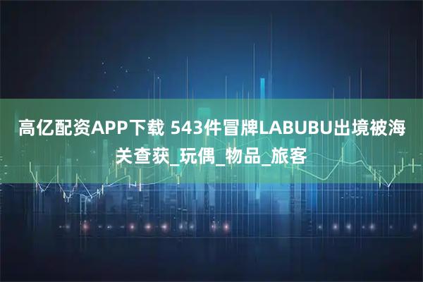 高亿配资APP下载 543件冒牌LABUBU出境被海关查获_玩偶_物品_旅客