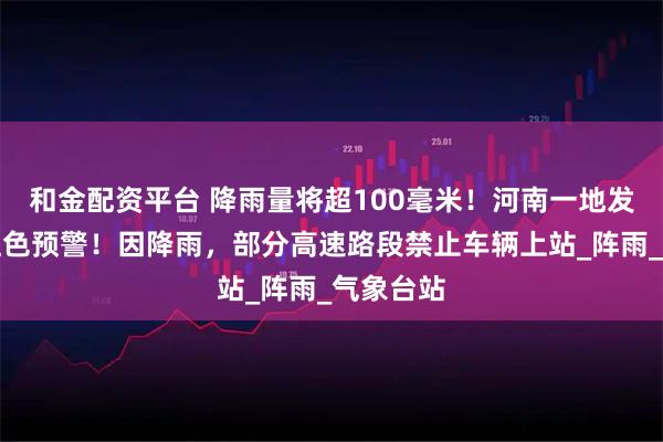 和金配资平台 降雨量将超100毫米！河南一地发布暴雨红色预警！因降雨，部分高速路段禁止车辆上站_阵雨_气象台站