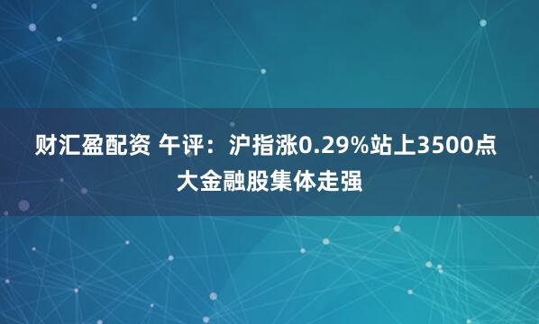 财汇盈配资 午评：沪指涨0.29%站上3500点 大金融股集体走强
